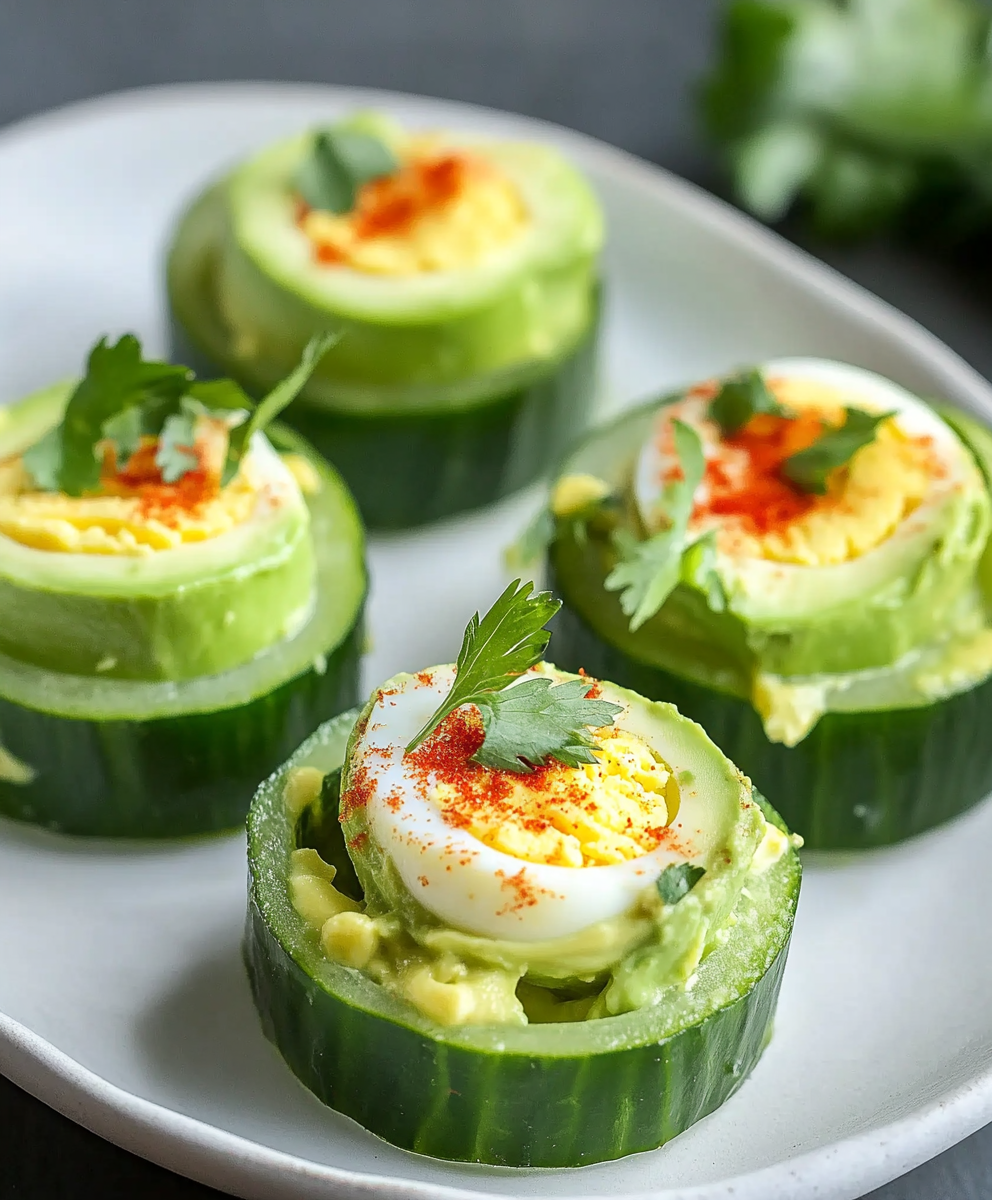 Avocado-Ei-Salat in Gurken-Cups: Leckere Low-Carb-Vorspeise!