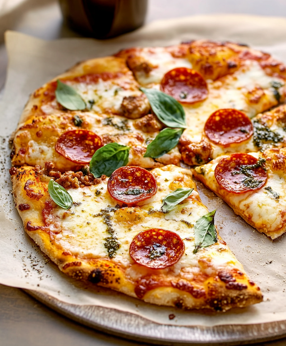 Blumenkohl-Pizza mit Pepperoni & Mozzarella: Knuspriger Genuss!