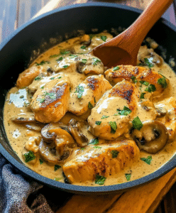 Cremige Hähnchen-Pilz-Pfanne