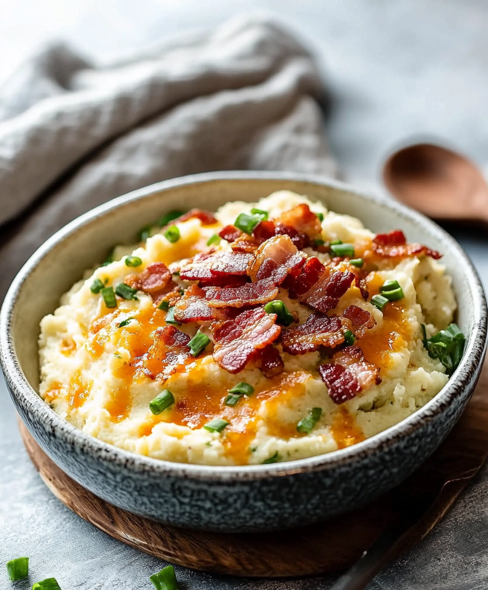 ketodiat 7 Cremiges Low Carb Blumenkohlpüree mit gebratenem Speck – Ideal für Genuss ohne Reue!