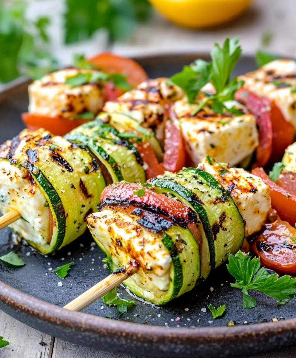 ketodiat 8 Gegrillte Low Carb Feta Spieße im Zucchini Mantel überzeugen!