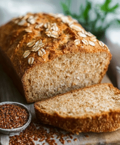 Klei­nes Ei­weiß­brot mit Lein­sa­men