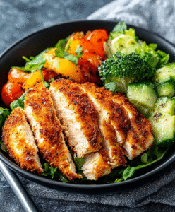Mediterrane Low Carb Hähnchenschnitzel in Parmesankruste
