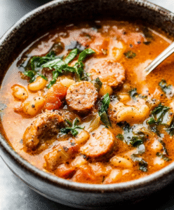 Scharfe Keto-Wurstsuppe mit Chorizo