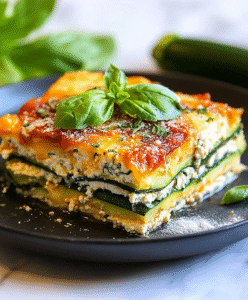 Ve­ge­ta­ri­sche Zuc­chi­ni-Lasa­gne mit Tofu und Frisch­kä­se