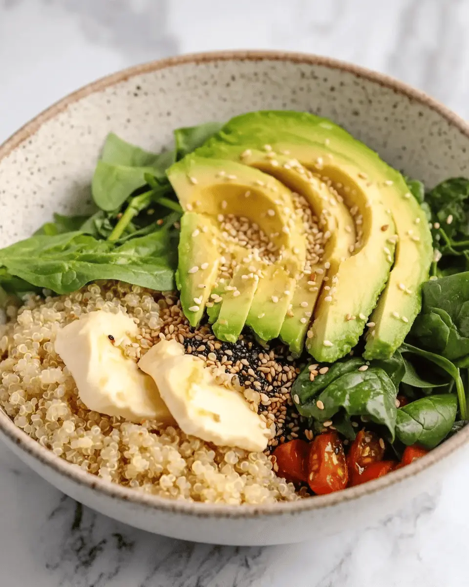 ketodiat 8 Savory Quinoa Breakfast Bowl with Avocado and Spinach