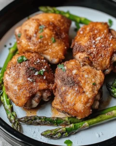 Air-Fryer Chicken Thighs and Asparagus First Image First Image