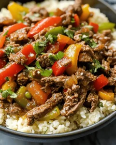 Low Carb Beef And Pepper Rice Bowl First Image First Image