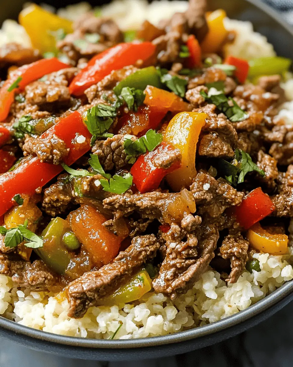 Low Carb Beef And Pepper Rice Bowl