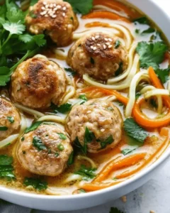 Low Carb Chicken Meatball Noodle Soup First Image First Image