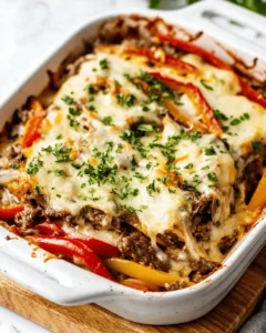 Low Carb Philly Cheesesteak Casserole First Image First Image