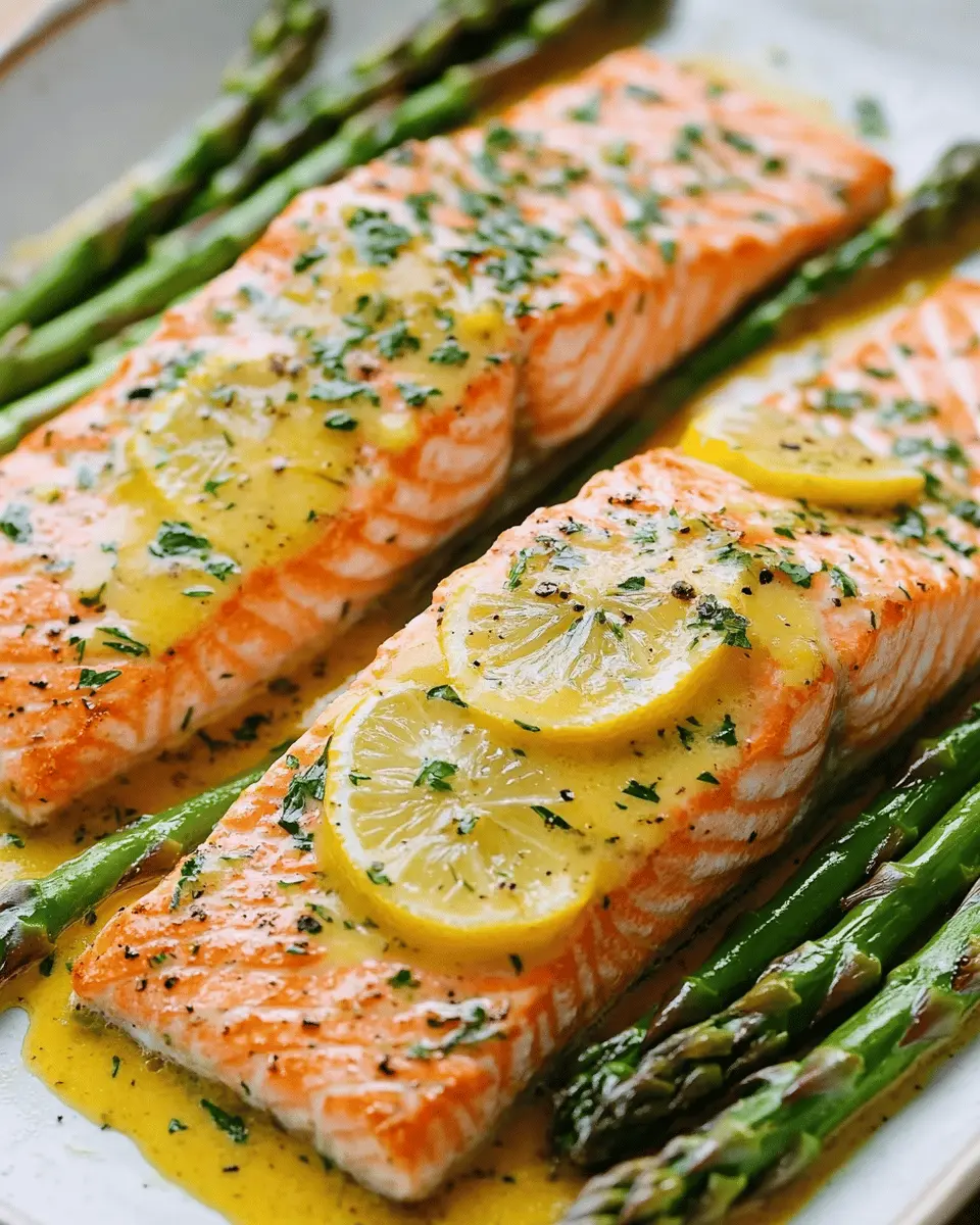 ketodiat 7 Low Carb Salmon with Asparagus and Lemon Sauce
