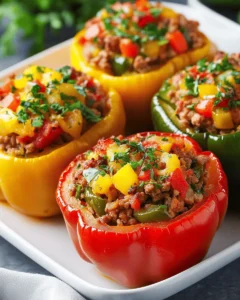 Low Carb Stuffed Bell Peppers with Ground Turkey First Image First Image