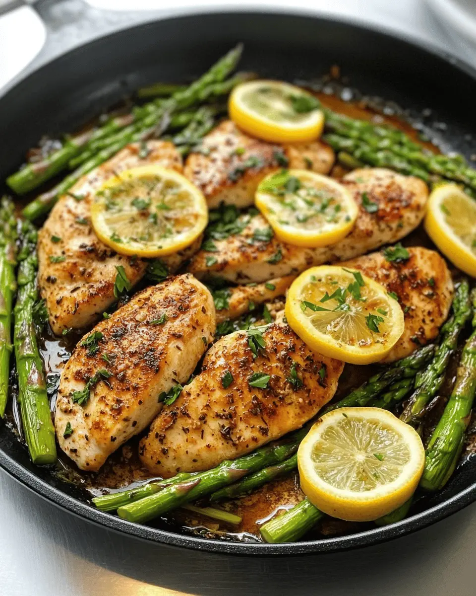 Low Carb Garlic Lemon Chicken and Asparagus Skillet