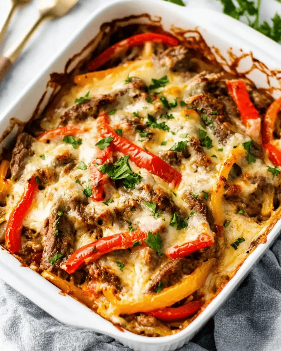 Low Carb Philly Cheesesteak Casserole