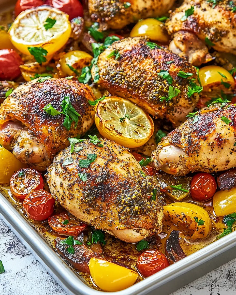 Low Carb Middle Eastern braised chicken tray bake