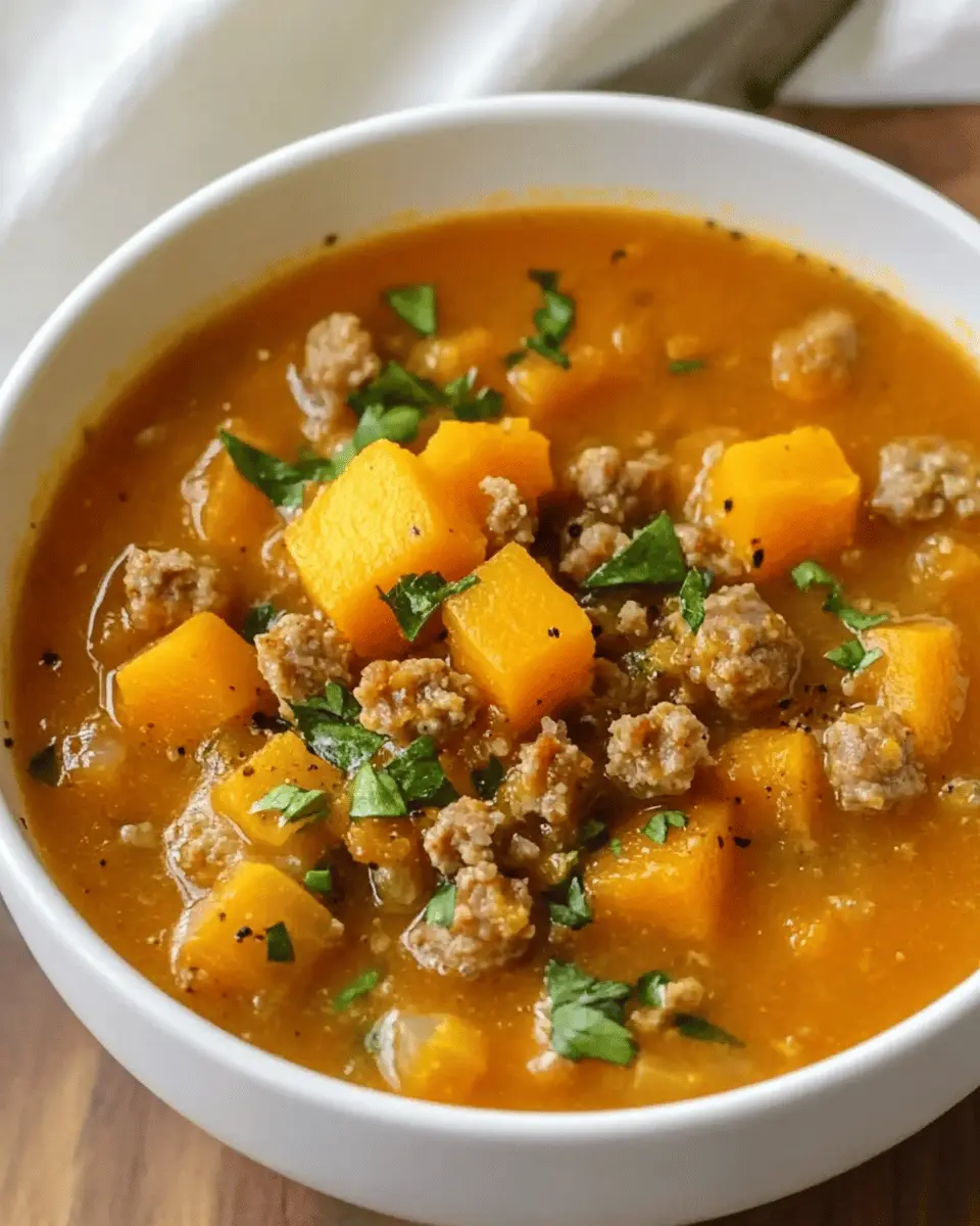 Low Carb Butternut Squash and Sausage Soup