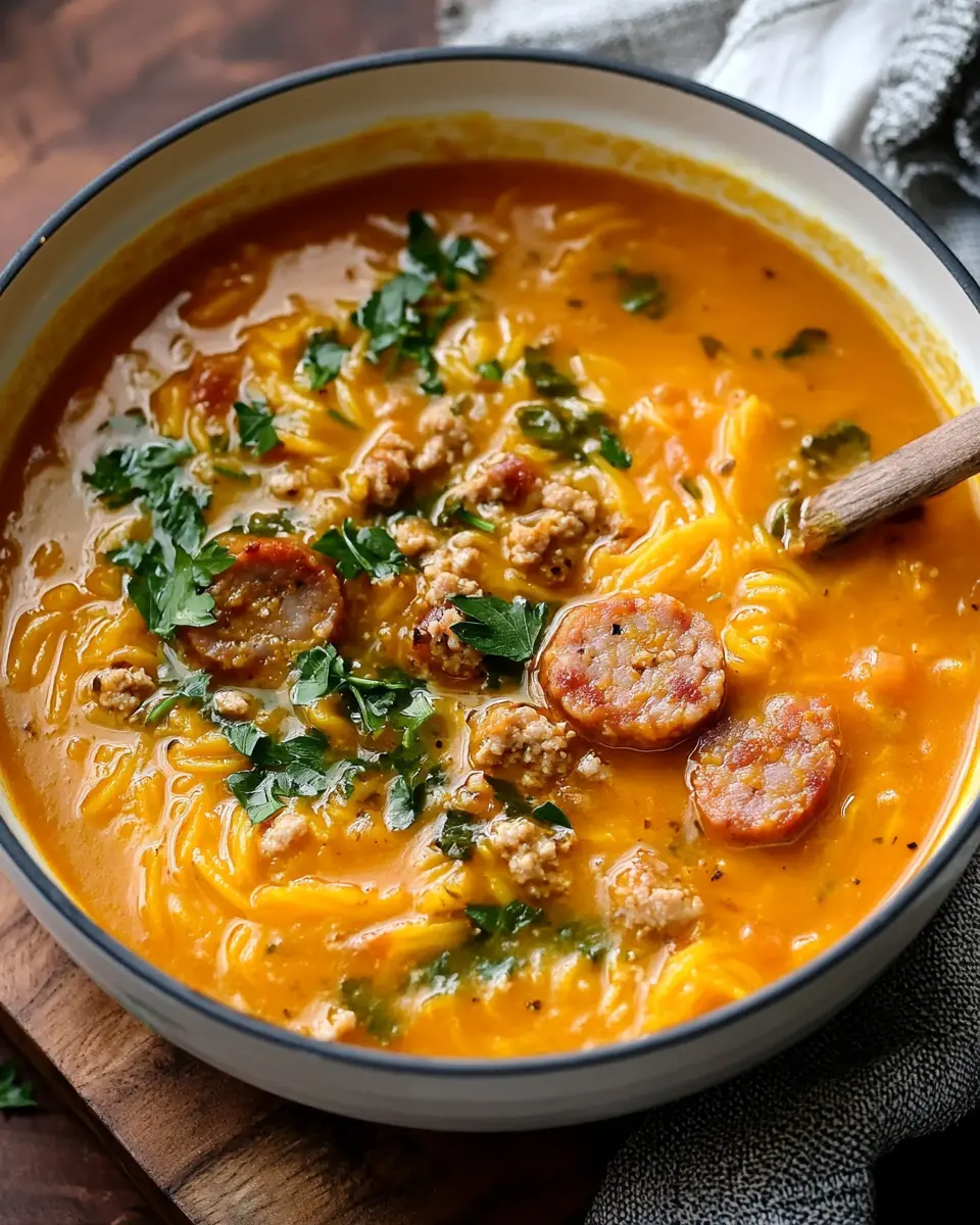 Spaghettikürbissuppe mit Wurst: A Cozy, Flavorful Delight!