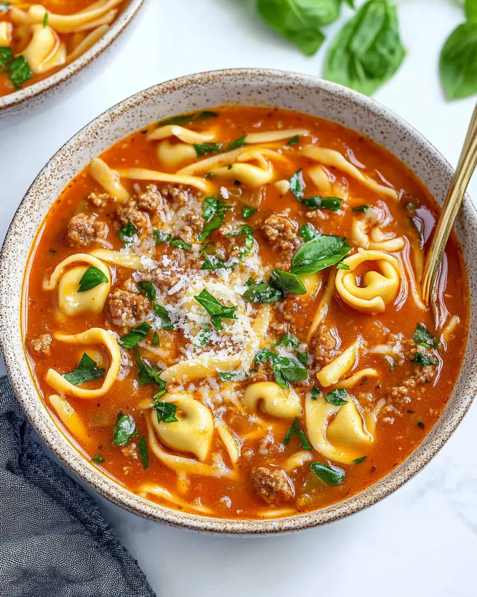 Cremige Wurst und Tortellini Tomatensuppe: Comfort in a Bowl