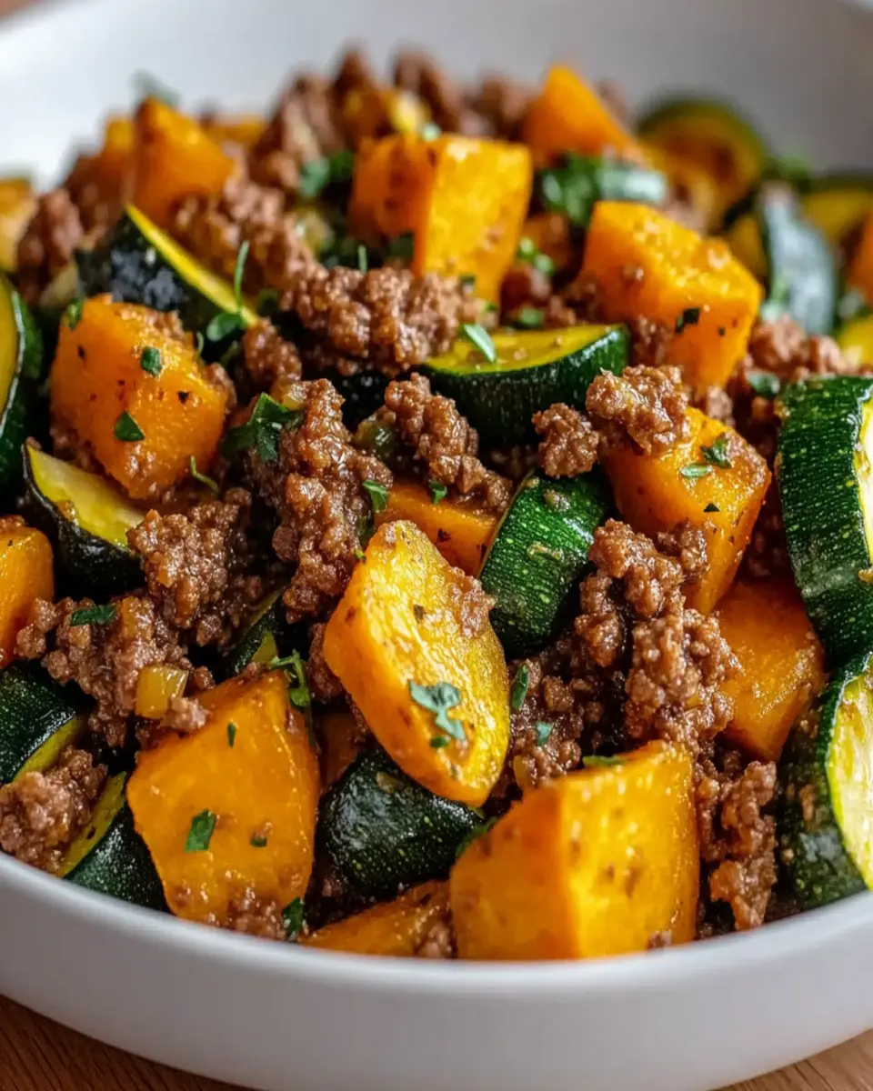 ketodiat 7 Salteado de Carne Molida, Calabacín y Batata